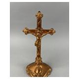 Vintage Polished Brass Altar Crucifix