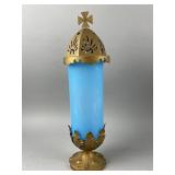 Vtg Blue Glass Votive Candle Holder