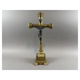 Antique Brass Cross with Silver Corpus