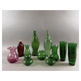 Vintage Colored Glass Wine Bottles, Vases & More