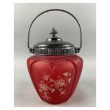 Antique Phoenix Consolidated Red Stain Biscuit Jar