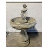 Concrete Birdbath w/ Boy Riding Dolphin Figure