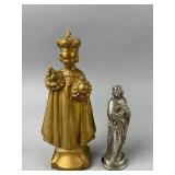 Vtg Gold-painted Metal Jesus of Prauge Statue/More