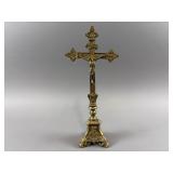 Antique Brass Crucifix w/ Triangle Base