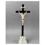 Antq German or French Bisque Porcelain Crucifix