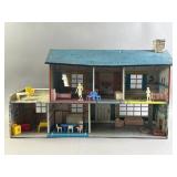 Vtg Marx Tin Colonial 2 Story Dollhouse