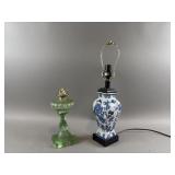 Vintage Porcelain Lamp & Oil Lamp