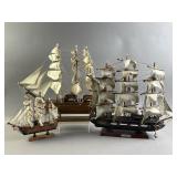 Vtg Model Wood Sailing Ship Statues