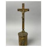 Vintage 1890ï¿½s Brass Catholic Desktop Crucifix