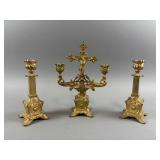 (3)Gold Colored Candelabra