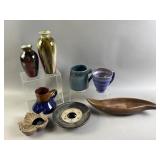 Assortment of Pottery Mugs, Vases, & More