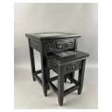 Vtg Asian Black Lacquer Nesting Tables
