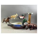 Ceramic, Wooden, Stone Animal Figures & More