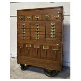 Globe Wernicke Antique Oak Filing Cabinet & Tools
