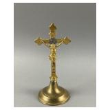 Vintage Brass Standing Altar Crucifix