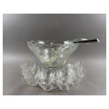 Vintage Glass Anchor Hocking Punch Set