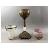Ornate Brass & White Marble Parlor Lamp &  More