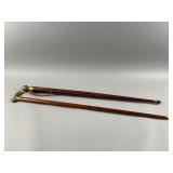 Vintage Brass Handle Wooden Walking Canes