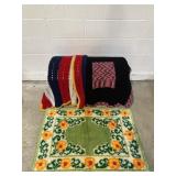 Vtg Crocheted Afghans & Handmade Shag Rug