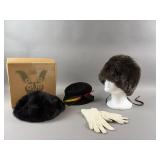 Vintage Hats & White Suede Gloves