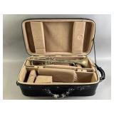 Vtg Trumpet W/ Rolling Instrument Travel Case