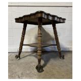 Antique Oak Claw and Glass Ball Foot Parlor Table