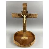 Vtg Folk Art Matchstick Crucifix