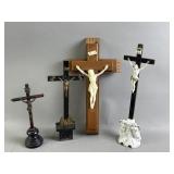 Wooden Wall and Standing Crucifixes