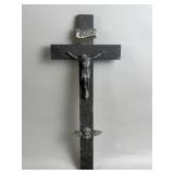 Vtg Black Wood Wall Crucifix