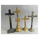 Vtg Metal Standing Crucifixes