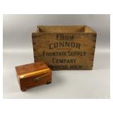 Vtg Connor Fountain Supply Co. Wooden Crate/More