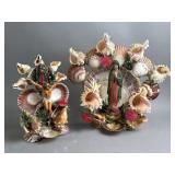 Vtg Seashell Religious Sculptures Art
