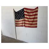 Vintage Cotton U.S.Flag on Pole