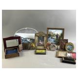 Vtg Miniature Picture Frames, Stands, & More
