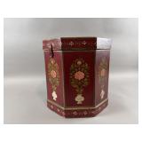 Red Hand Painted Wood Storage Box
