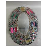 Oval Metal Butterfly Accent Mirror