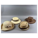 Vintage Leather & Cotton Hats