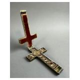 Antique Reliquary Crucifix Pendant, Hidden Relics