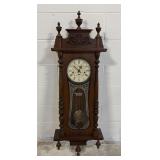 Vintage Ansonia Ezee-Set Carved Wood Wall Clock
