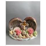Vtg Religious Seashell Sculpture Art