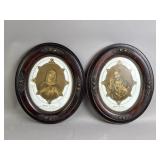 Antq Framed Sacred Hearts of Jesus & Mary
