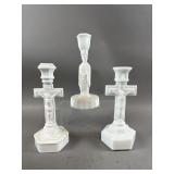 Vintage Milk Glass Crucifix Candle Holders