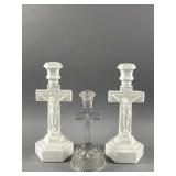 Vintage Milk Glass Crucifix Candlesticks & More