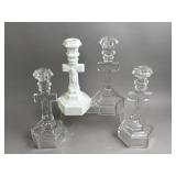 4 Milk Glass & Glass Crucifix Candlestick Holders