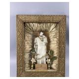 Antq Shadow Box Saint Joseph Catholic Petition