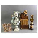 Vtg MCM Sadek Vase, Wooden Figure, & More