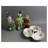 German Porcelain Figures and Makori Ware Dish