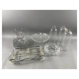 Vtg Divided Relish Dish & More Clear Glass