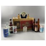 Vtg Cardboard Beer Box, Glass Bottles & More