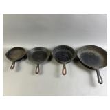 4 Unmarked Cast Iron Skillets